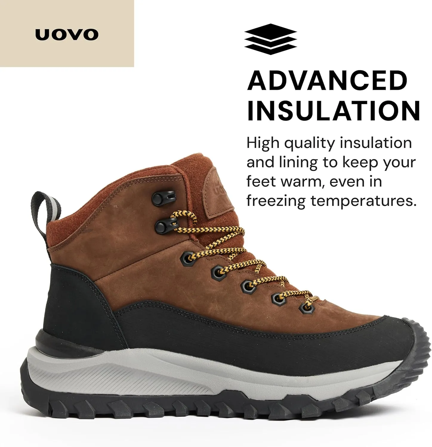 UOVO Men’s Winter Boot, Waterproof Leather