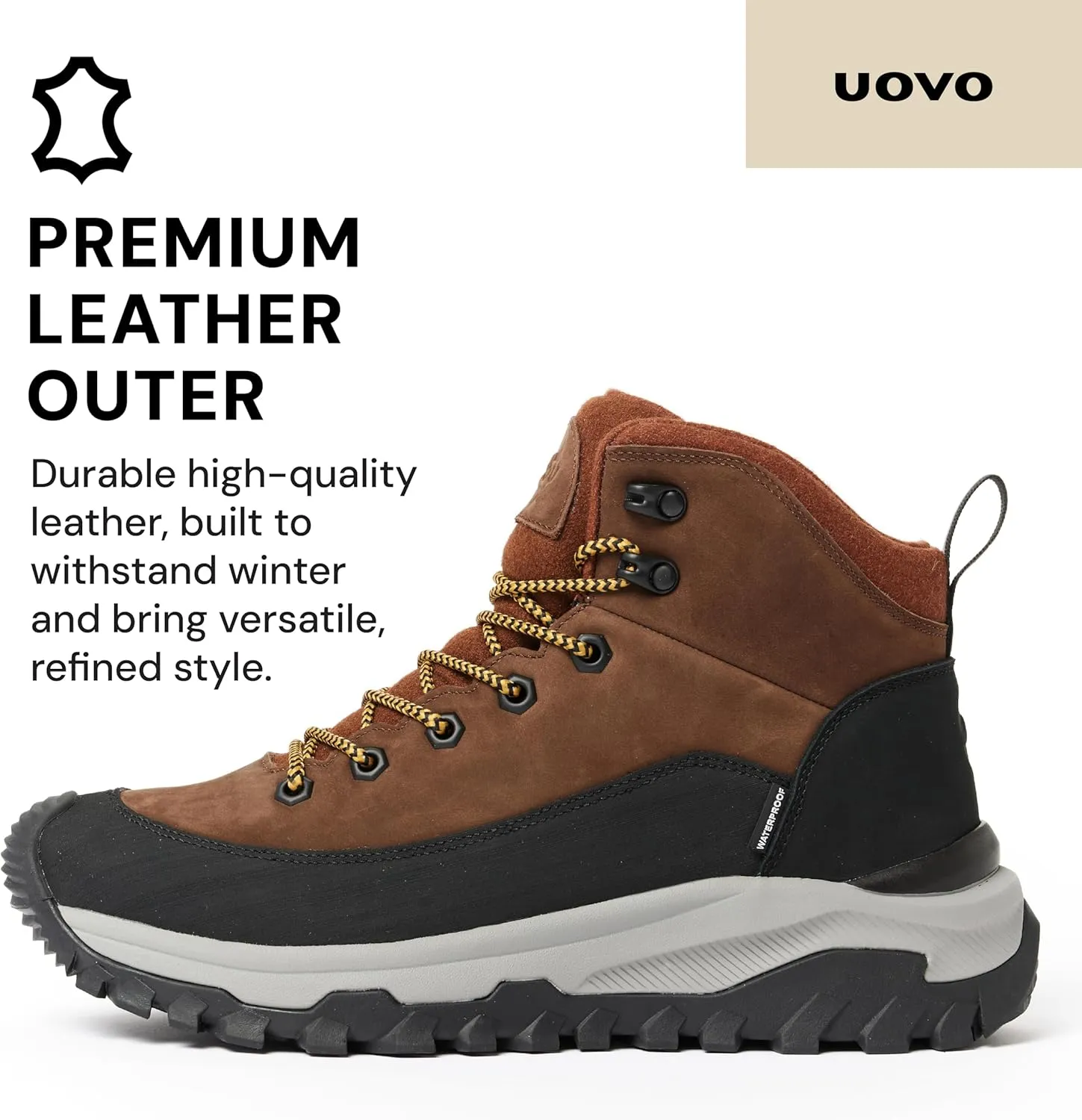 UOVO Men’s Winter Boot, Waterproof Leather