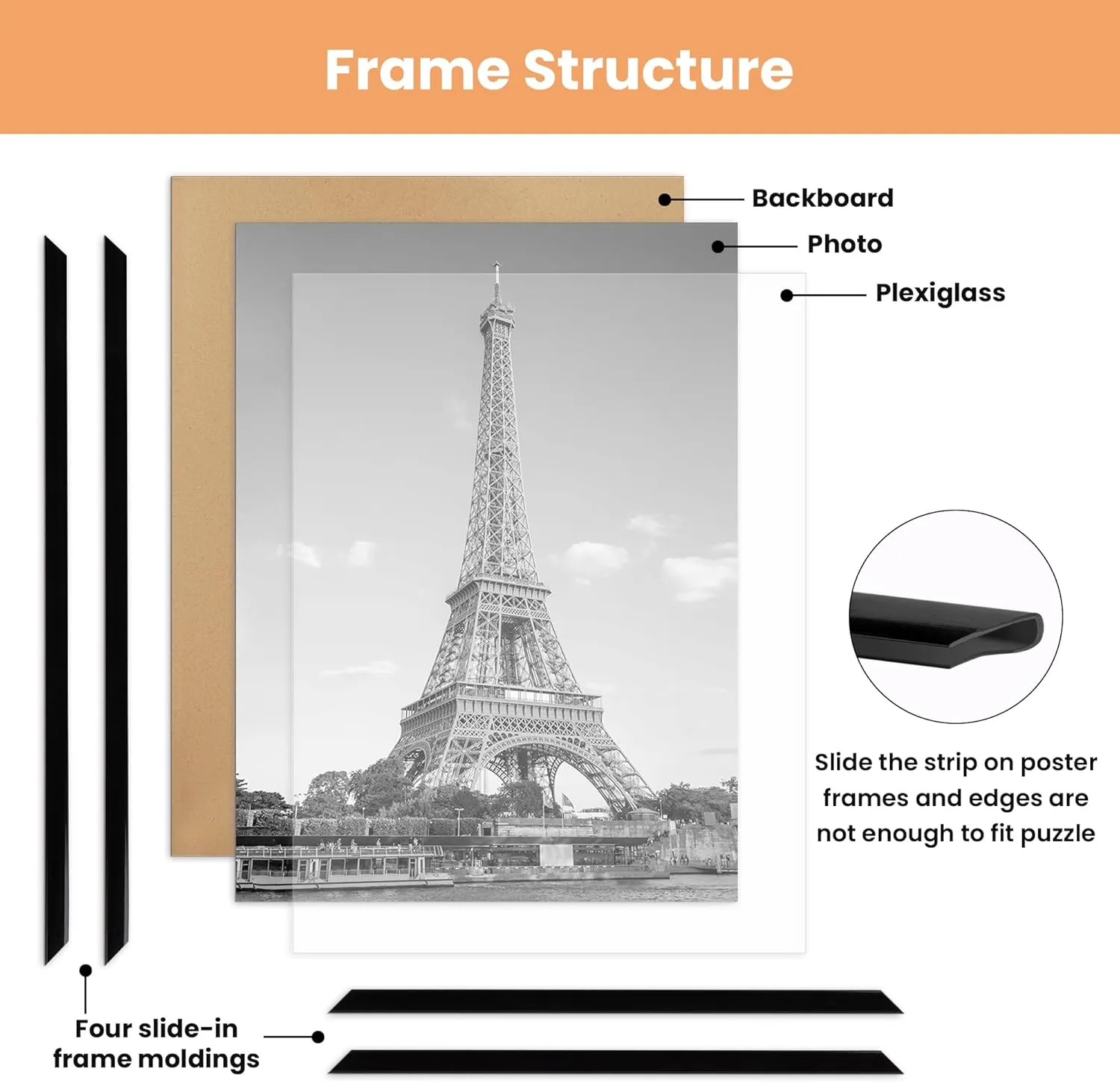 upsimples 20x28 Picture Frame Black 3 Pack, Scratch-Proof Poster Frames 20 x 28 for Photo Gallery - Slide-In Strips, Horizontal or Vertical Wall Mounting