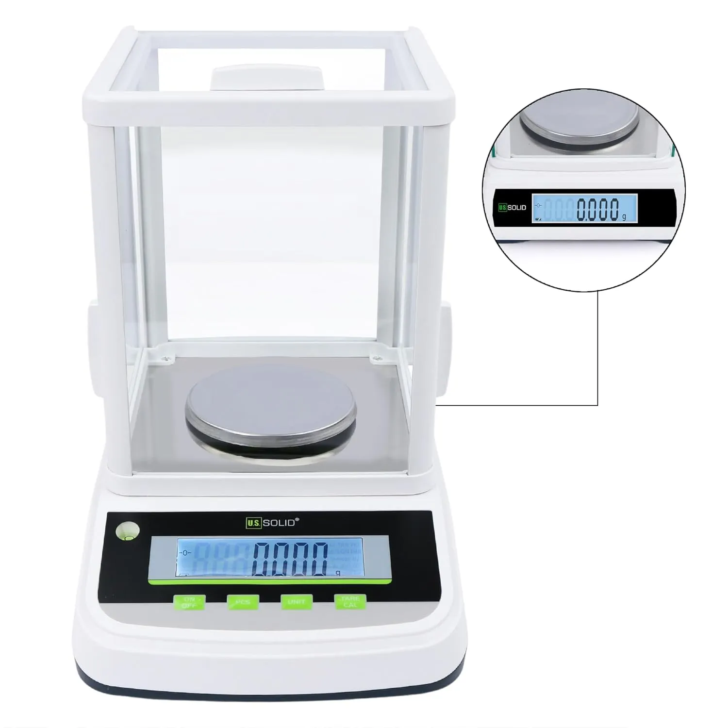 U.S. Solid 1mg Analytical Balance High Precision Digital Lab Scale with 2 LCD Screens, RS232 USB Interface (300gx0.001g)