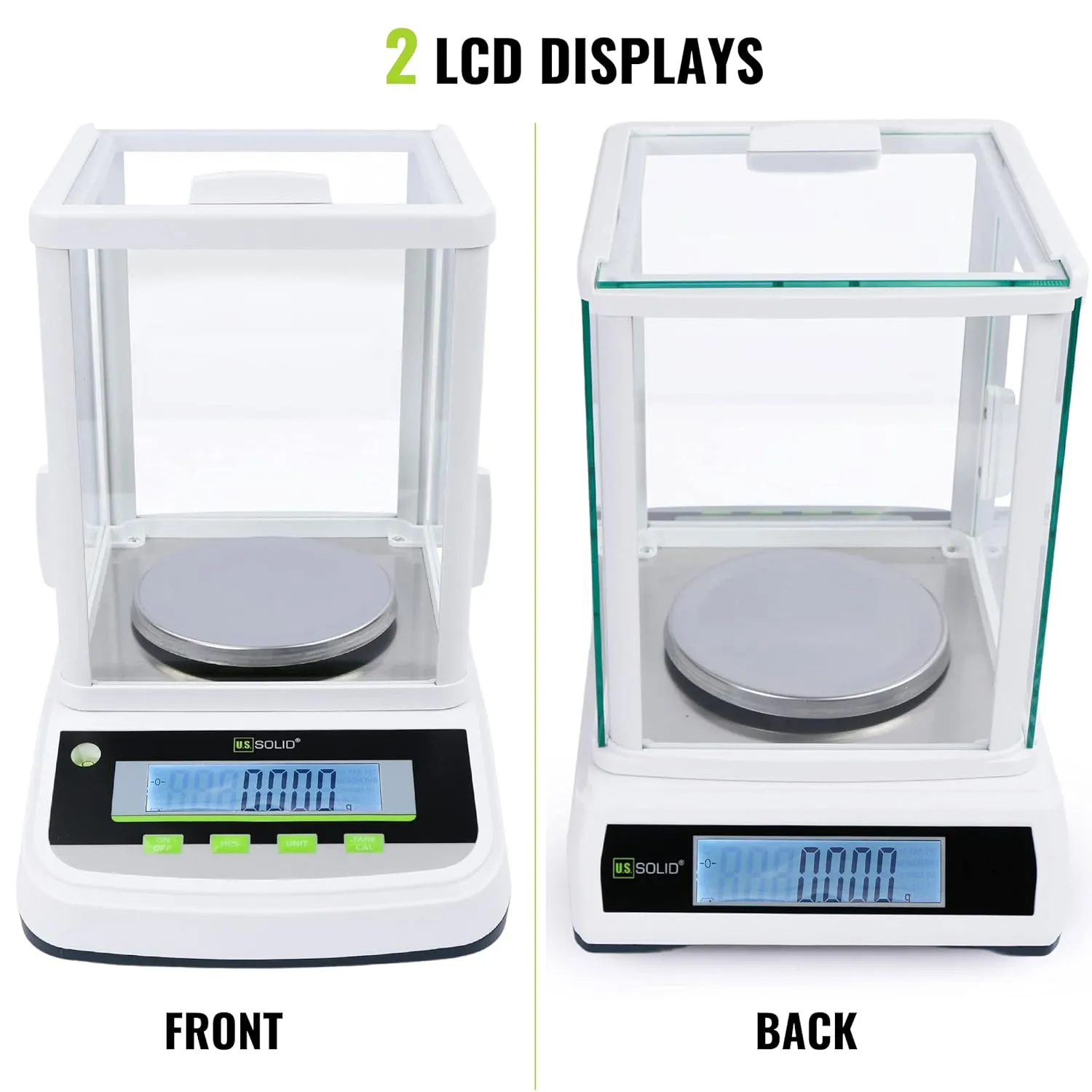 U.S. Solid 1mg Analytical Balance High Precision Digital Lab Scale with 2 LCD Screens, RS232 USB Interface (300gx0.001g)