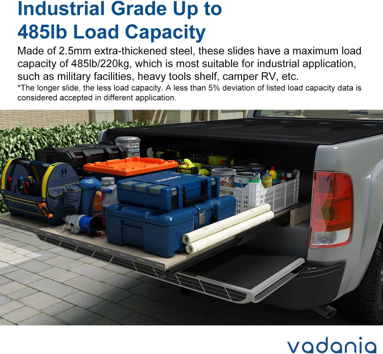 VADANIA 60" Ultra Heavy Duty Drawer Slide with Lock #VD2576-b, 3" Widening Black-electroplated Cold-Rolled Steel, Industrial Grade Heavy Load Capacity, 3-Fold Full Extension, Side Mount, 1-Pair