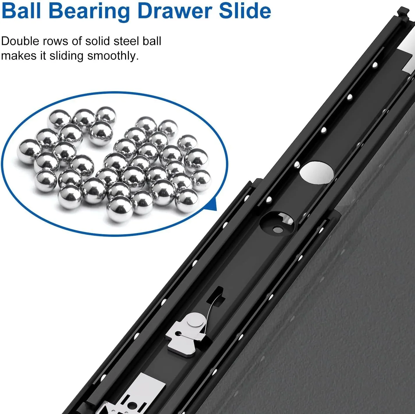 VADANIA 60" Ultra Heavy Duty Drawer Slide with Lock #VD2576-b, 3" Widening Black-electroplated Cold-Rolled Steel, Industrial Grade Heavy Load Capacity, 3-Fold Full Extension, Side Mount, 1-Pair