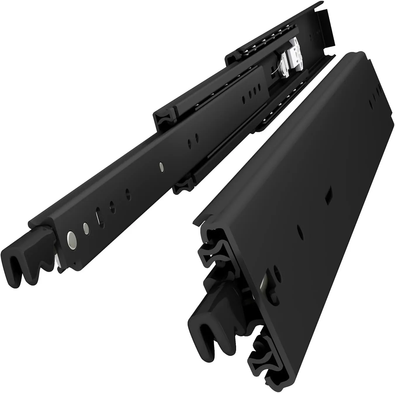 VADANIA 60" Ultra Heavy Duty Drawer Slide with Lock #VD2576-b, 3" Widening Black-electroplated Cold-Rolled Steel, Industrial Grade Heavy Load Capacity, 3-Fold Full Extension, Side Mount, 1-Pair