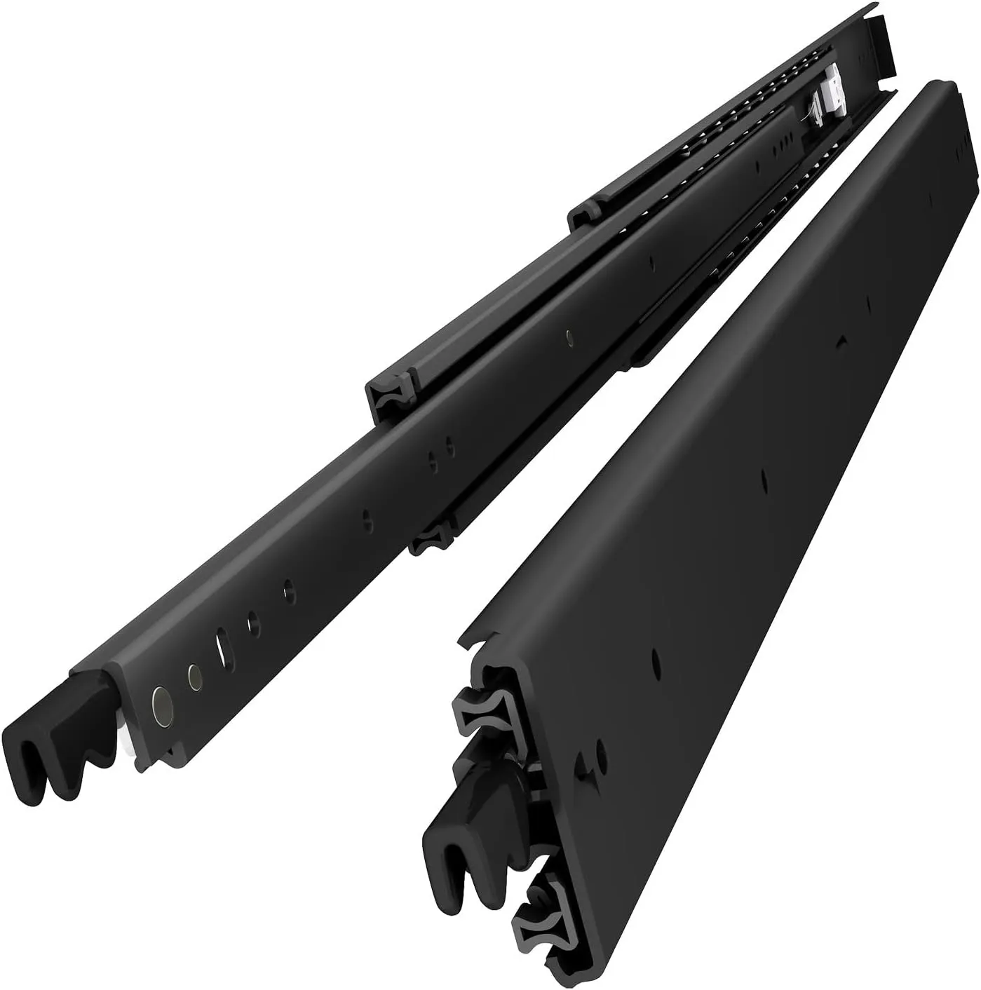 VADANIA 60" Ultra Heavy Duty Drawer Slide with Lock #VD2576-b, 3" Widening Black-electroplated Cold-Rolled Steel, Industrial Grade Heavy Load Capacity, 3-Fold Full Extension, Side Mount, 1-Pair