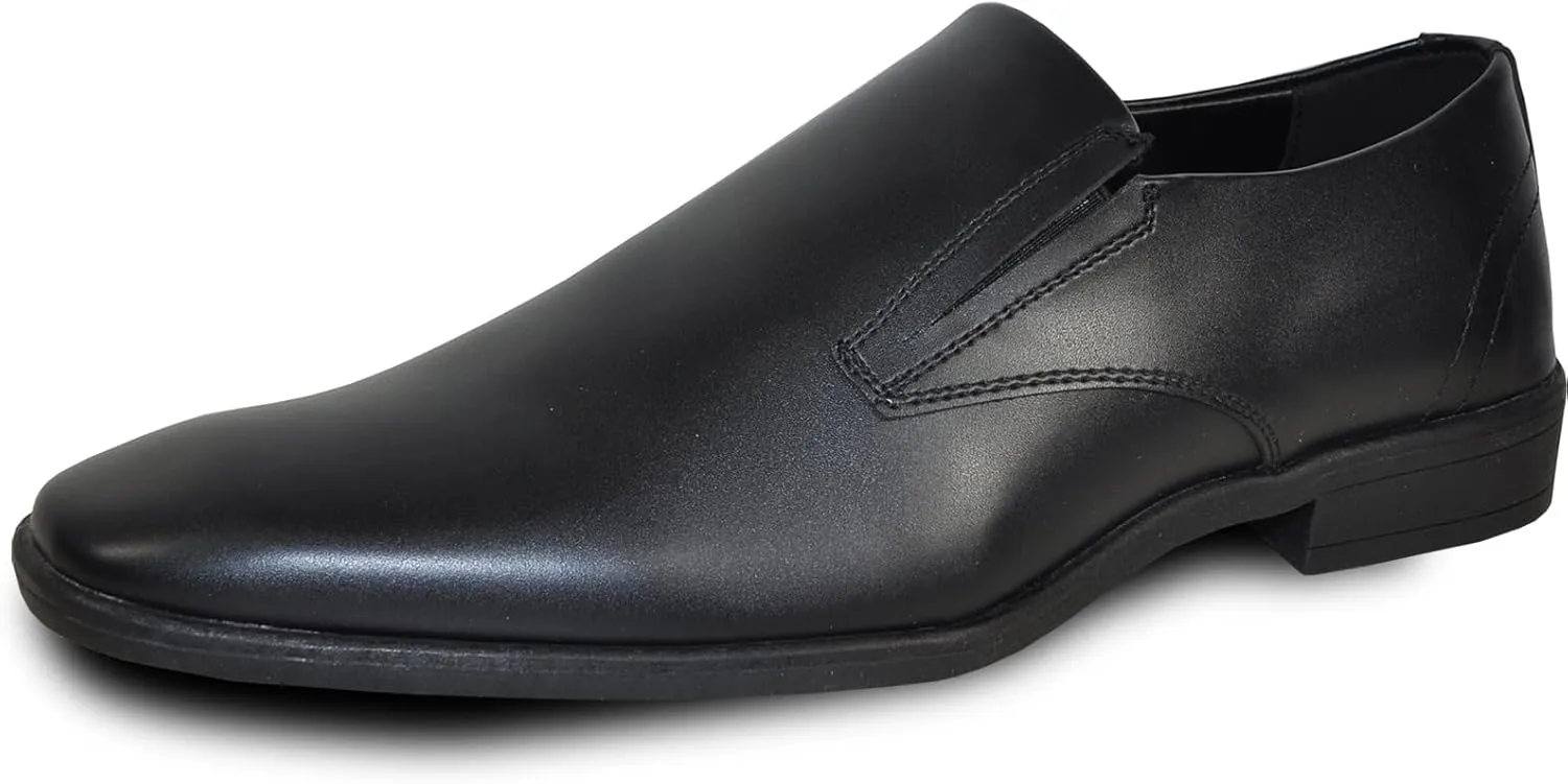 VANGELO Men Dress Slip-On Shoe Tux-4 Loafer Formal Tuxedo Shoe for Prom & Wedding Black Brown Size 6.5 to 18 -Wide Width Available