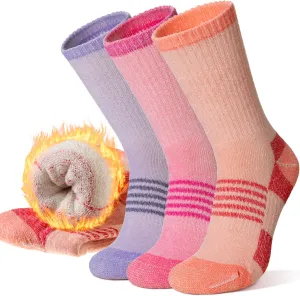 Velice Merino Wool Hiking Socks for Women Thermal Warm Winter Boot Work Cushion Crew Socks 3 Pairs