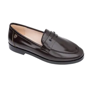 VENETTINI LEGENDE UNISEX BROWN OIL LEATHER SLIP ON PENNY LOAFER
