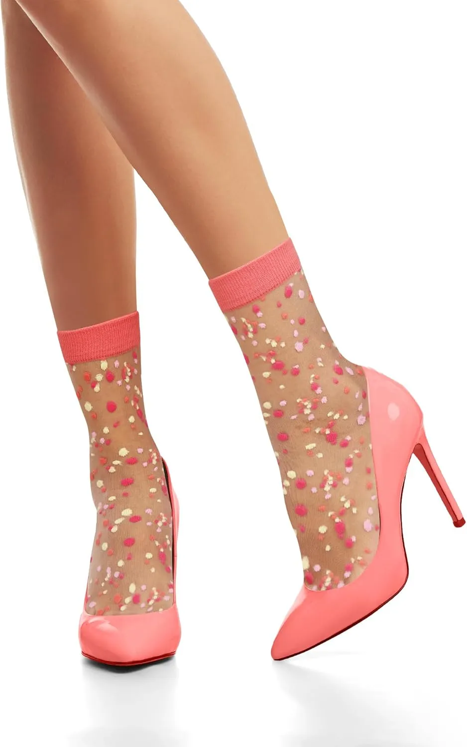 Violet Mist Women's Sheer Mesh Lace Socks - Nylon Elastic See Through Crystal Glass Socks