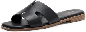 vodvob Women's Wide Width Slide Sandals Memory Foam Comfortable Dressy Flat Sandal Casual Summer Shoes