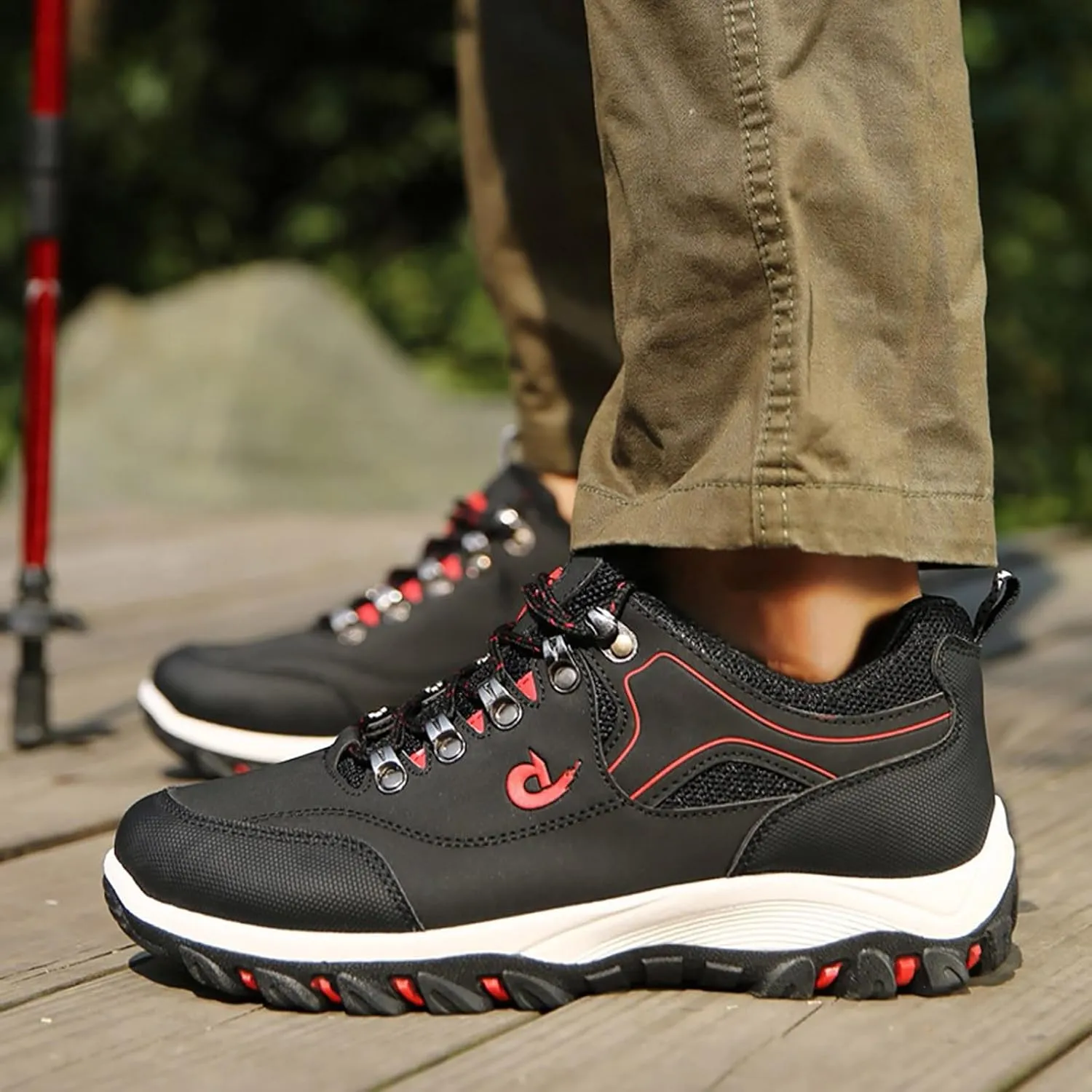 Walking Sneakers Men's Hiking Shoes Non-Slip Trekking Trail Shoes Lightweight Breathable Outdoor Shoes Extra Wide