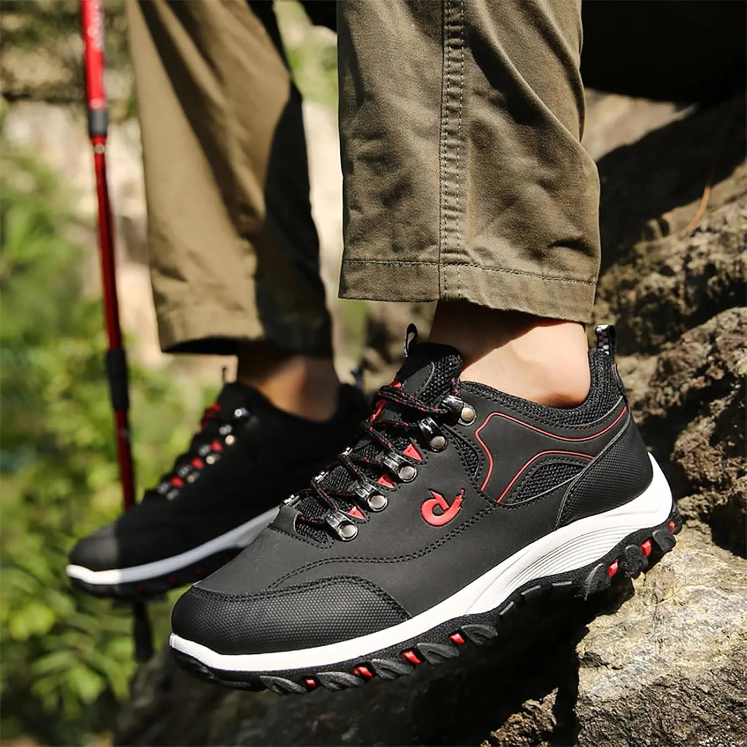 Walking Sneakers Men's Hiking Shoes Non-Slip Trekking Trail Shoes Lightweight Breathable Outdoor Shoes Extra Wide