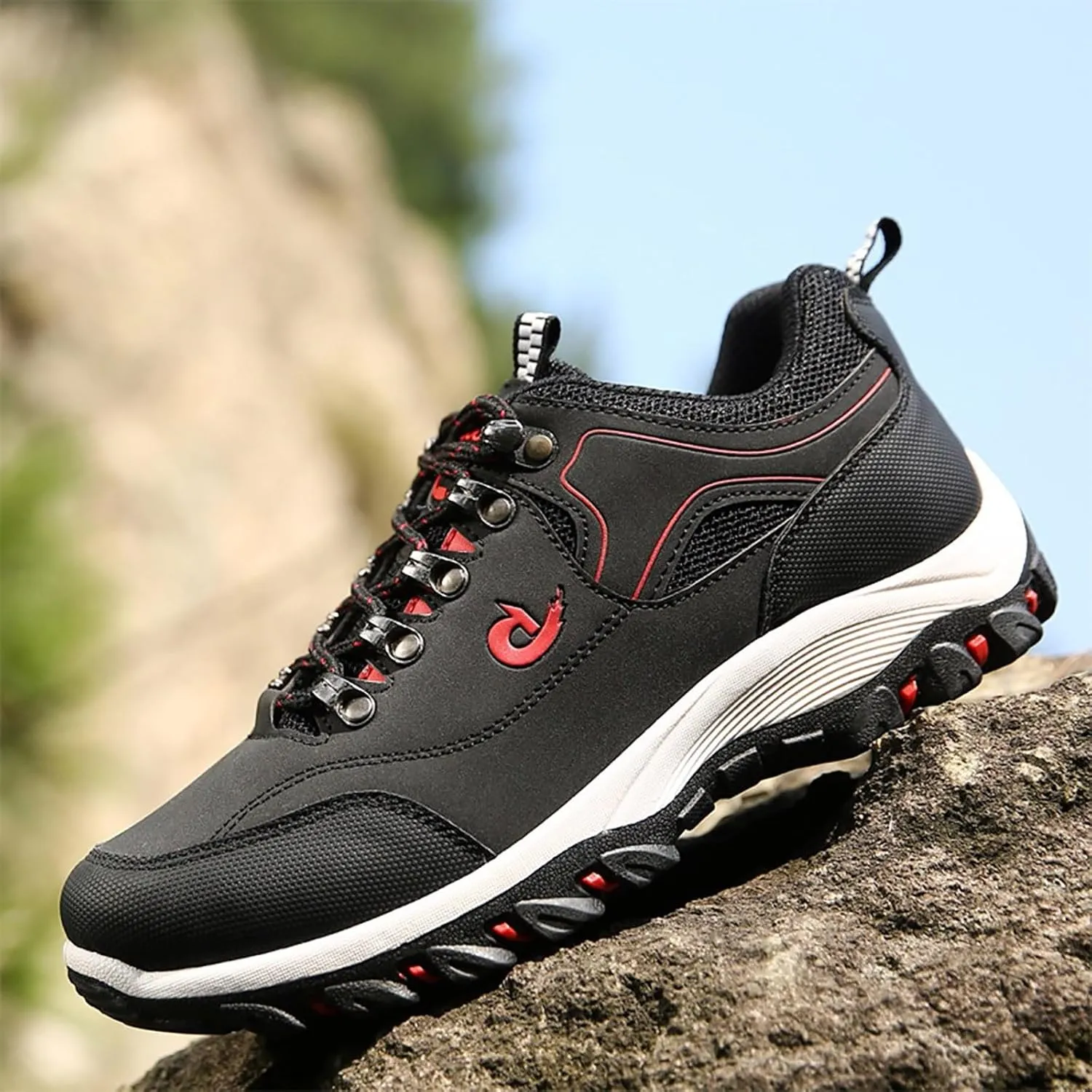 Walking Sneakers Men's Hiking Shoes Non-Slip Trekking Trail Shoes Lightweight Breathable Outdoor Shoes Extra Wide