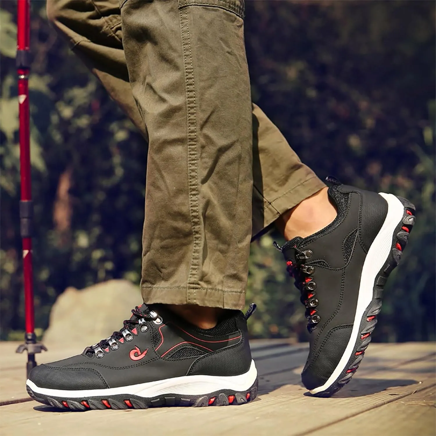 Walking Sneakers Men's Hiking Shoes Non-Slip Trekking Trail Shoes Lightweight Breathable Outdoor Shoes Extra Wide