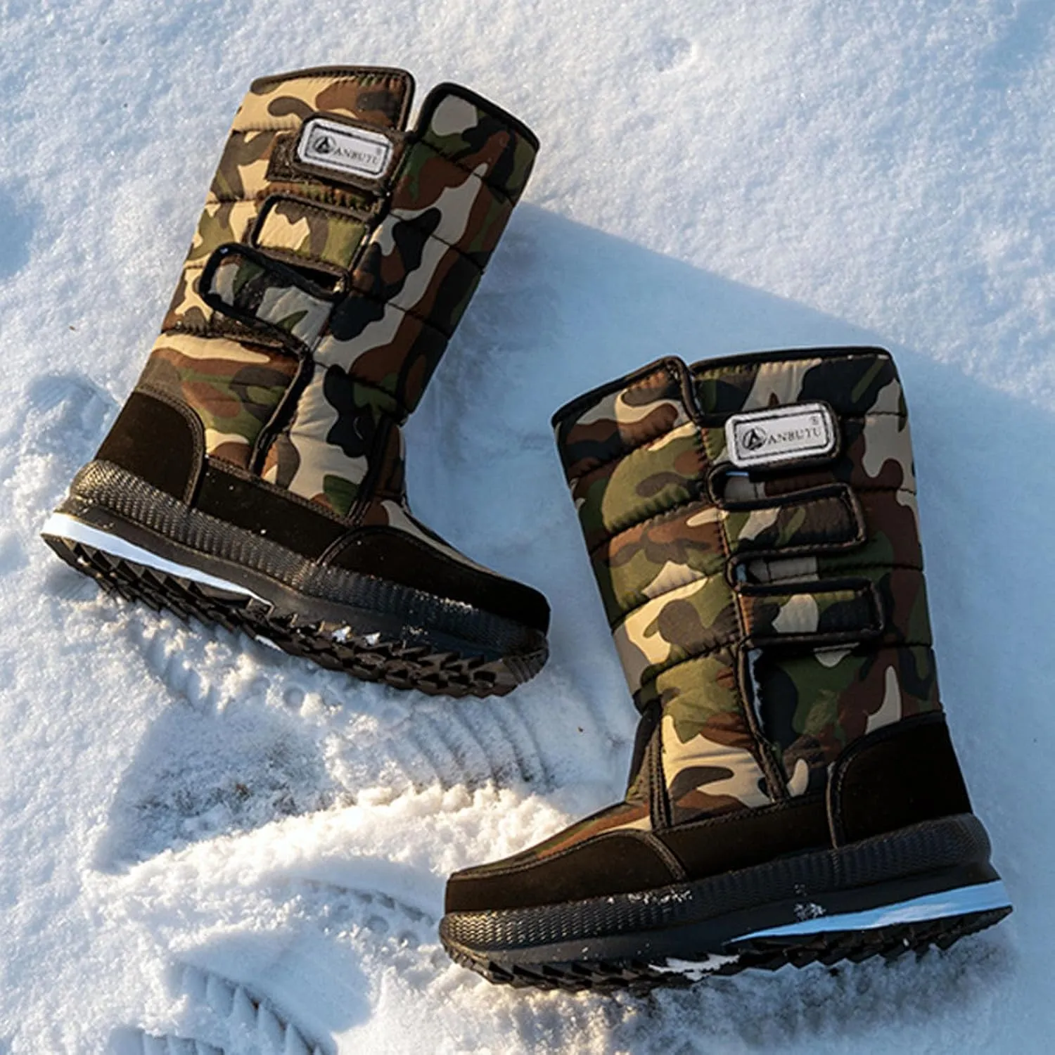 Water Proof Snow Boots for Men Thickened Warm Fleece Boots Thick Bottom Mid Calf Winter Boots Summer Hiking Shoes Men