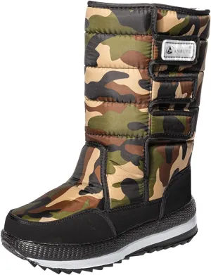 Water Proof Snow Boots for Men Thickened Warm Fleece Boots Thick Bottom Mid Calf Winter Boots Summer Hiking Shoes Men