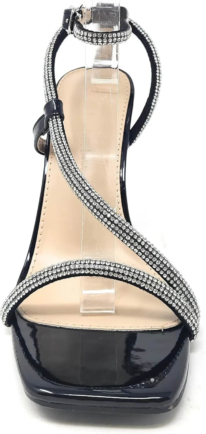 Wild Diva Women's Square Toe Rhinestone Embellished Straps Formal Stiletto High Heels Narala-07