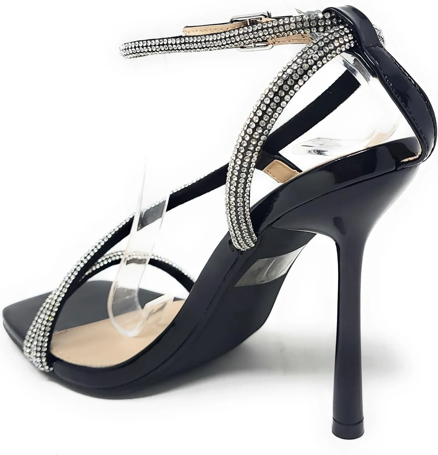 Wild Diva Women's Square Toe Rhinestone Embellished Straps Formal Stiletto High Heels Narala-07