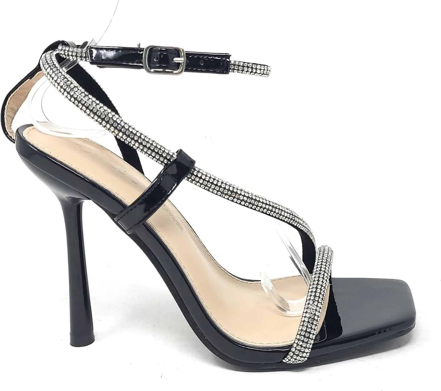 Wild Diva Women's Square Toe Rhinestone Embellished Straps Formal Stiletto High Heels Narala-07