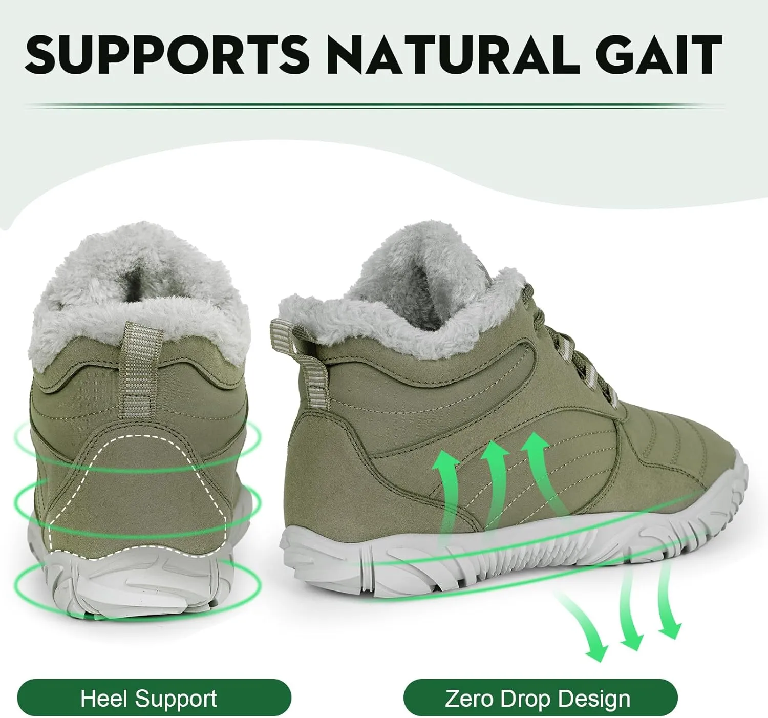 Winter Barefoot Shoes Snow Boots Women Men, Winter Warm Casual Snow Cold Boot Hiking Barefoot Womens Mens, Wide Toe Box Ankle Boot Five Finger Zero Drop Snow Booties Hike Shoes