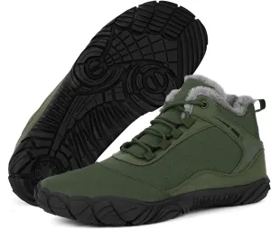 Winter Barefoot Shoes Snow Boots Women Men, Winter Warm Casual Snow Cold Boot Hiking Barefoot Womens Mens, Wide Toe Box Ankle Boot Five Finger Zero Drop Snow Booties Hike Shoes