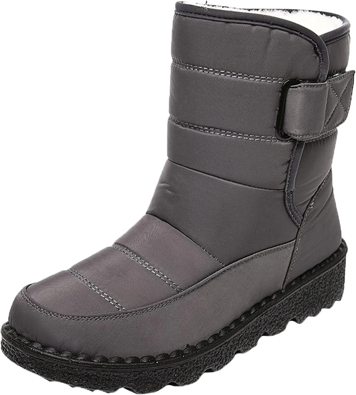 Winter Snow Boots for Women Water-proof Thermal Fleece Lined Anti Slip Mid Calf Boots for Ladies Platform Wedge Booties Warm Fuzzy Ankle Booties Outdoor Work Short Boots with Buckle