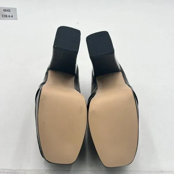 Women Chunky Heel Leather Loafer, Stylish Square Toe High Heel Loafer Shoes