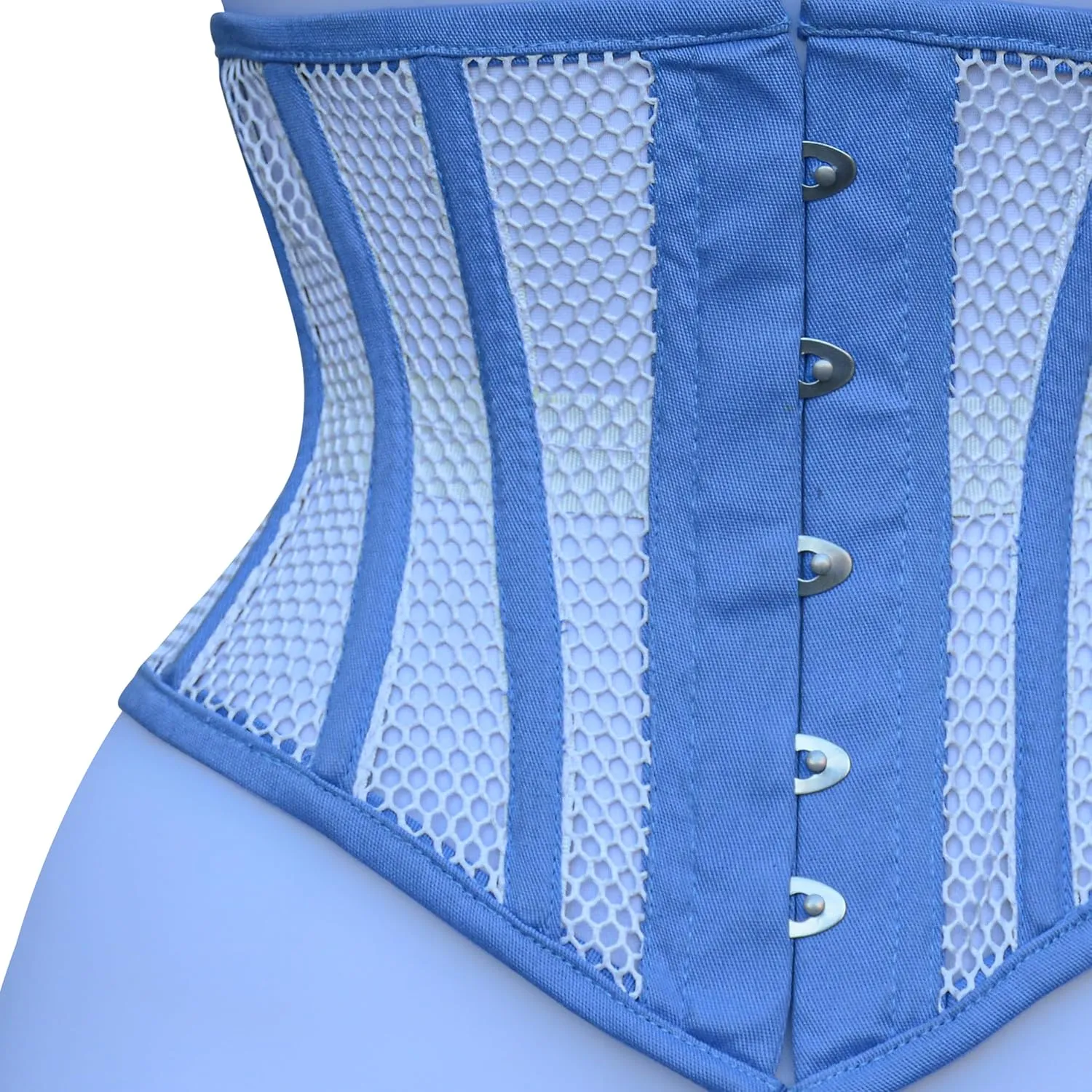 Women Underbust Corset Black Mesh Steel Boned Waist Trainer Body Shaper Cincher Waspie Heavy Duty Short Torso