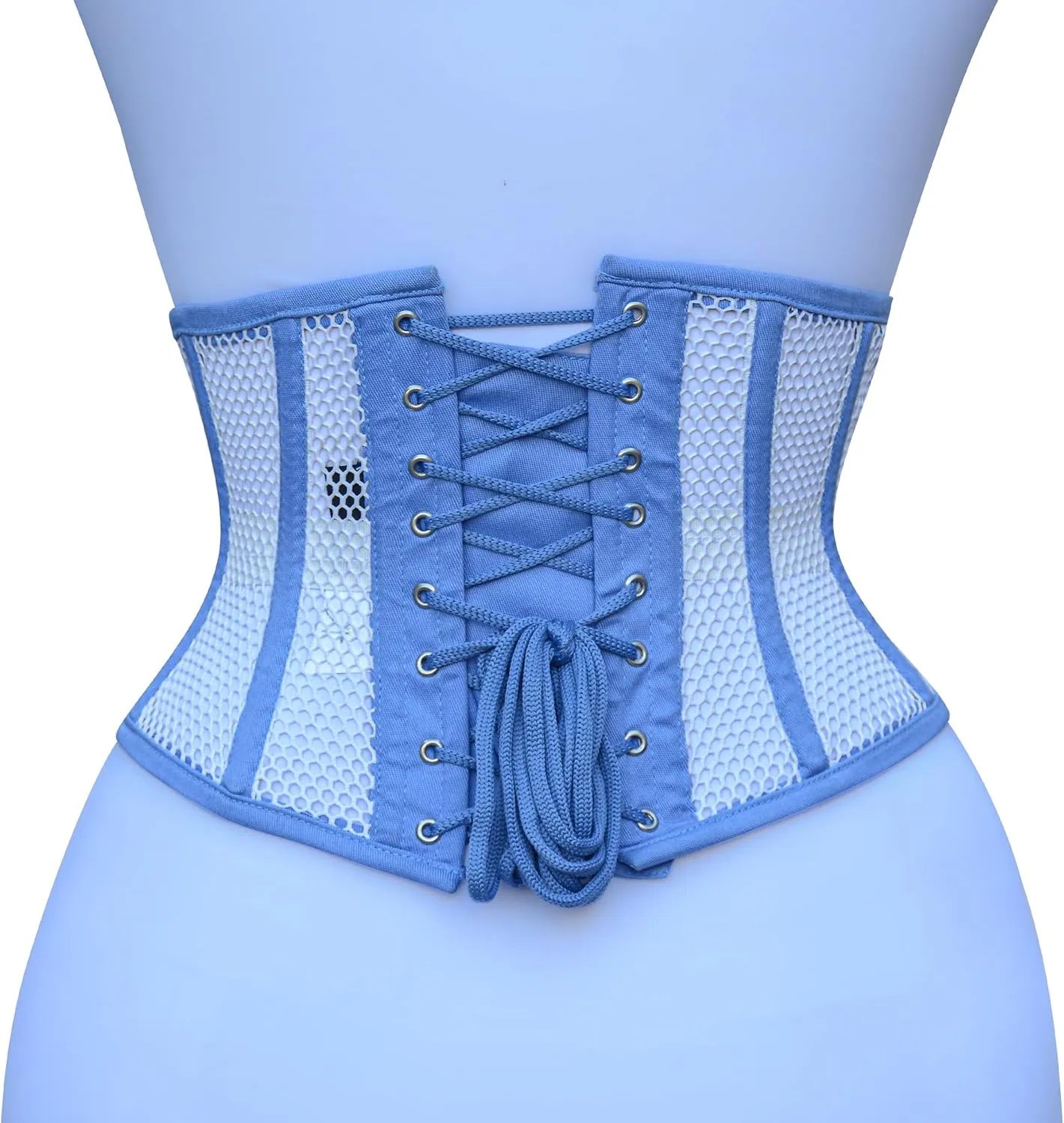 Women Underbust Corset Black Mesh Steel Boned Waist Trainer Body Shaper Cincher Waspie Heavy Duty Short Torso