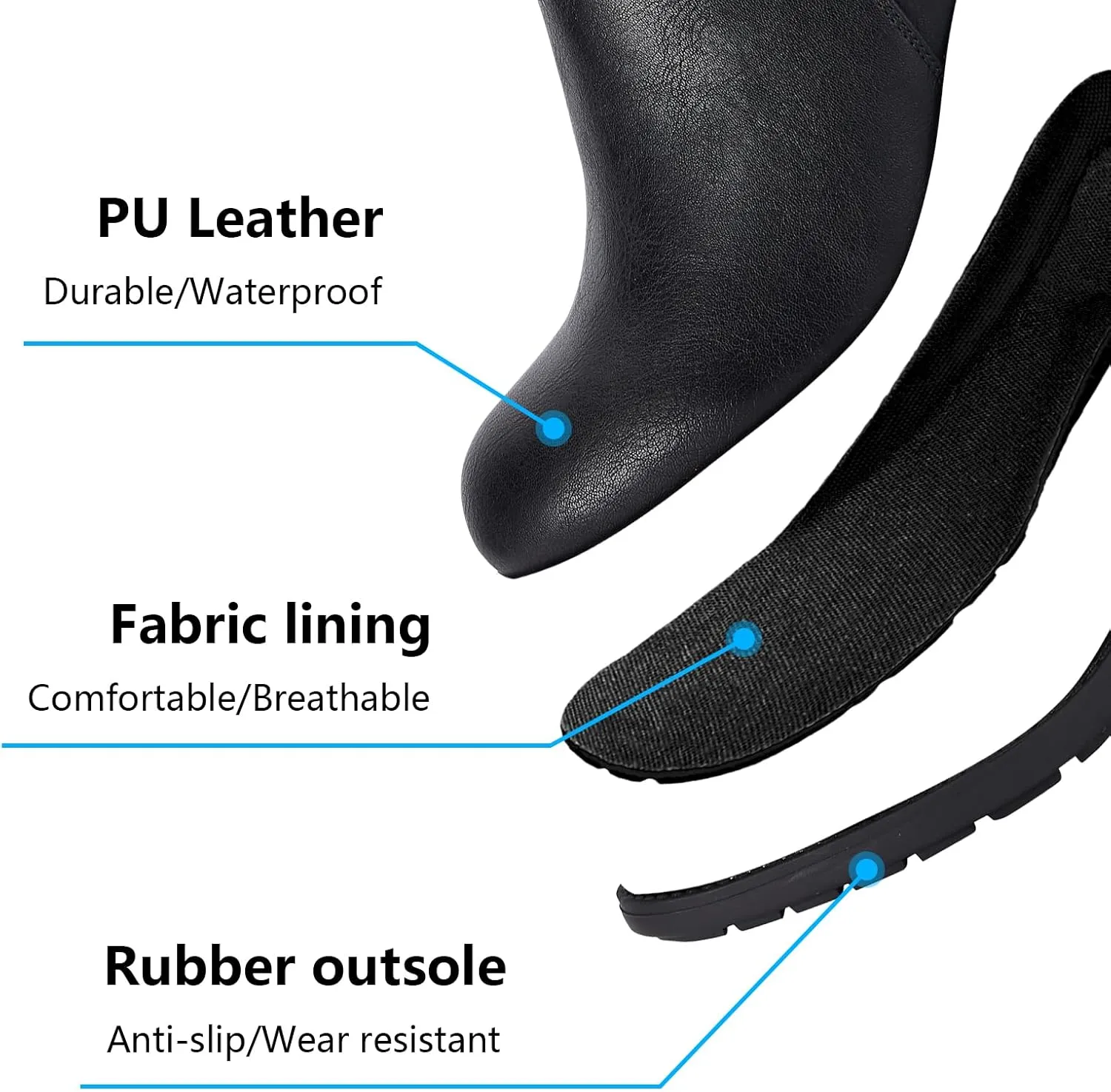 Women's Ankle Boots with Side Zipper Faux Leather Biker Riding Boots for Women Motorcycle Combat Boots with Heel
