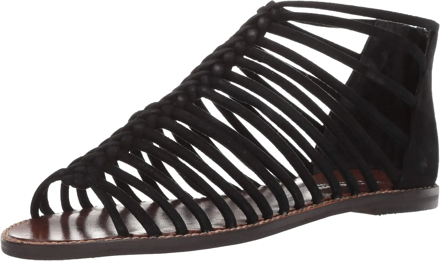 Women's Bliss Flat Sandal, Black Suede, 6 M US