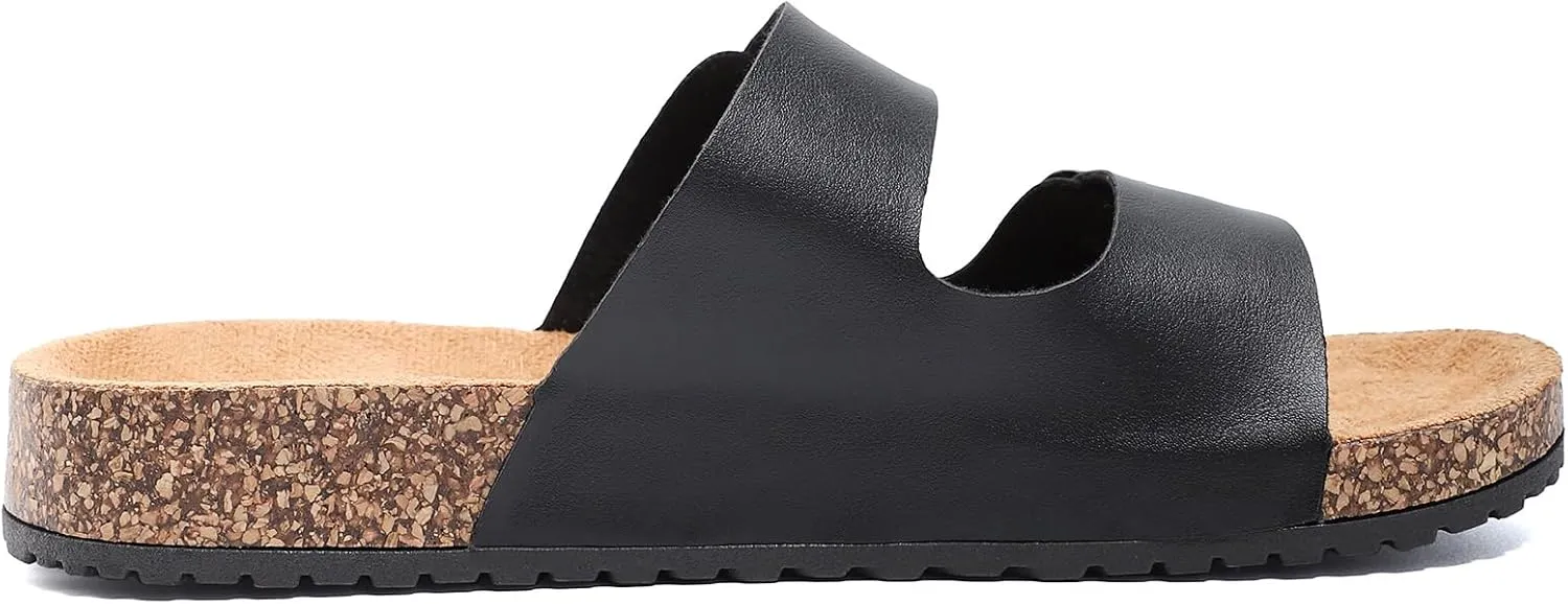Women's Cork Sandals Comfortable Adjustable Buckle Strap Cork Footbed Arch Support Casual Ease of Wear Outdoor Slide Sandals