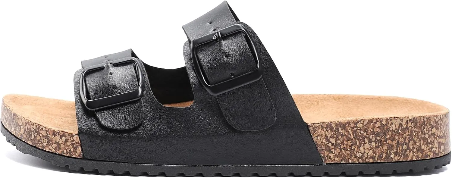 Women's Cork Sandals Comfortable Adjustable Buckle Strap Cork Footbed Arch Support Casual Ease of Wear Outdoor Slide Sandals