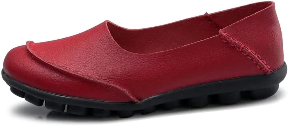 Women's Cowhide Leather Loafers Flats Moccasins Slip-On