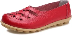 Women's Cowhide Leather Loafers Flats Sandals Slip-On
