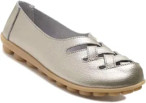 Women's Cowhide Leather Loafers Flats Sandals Slip-On
