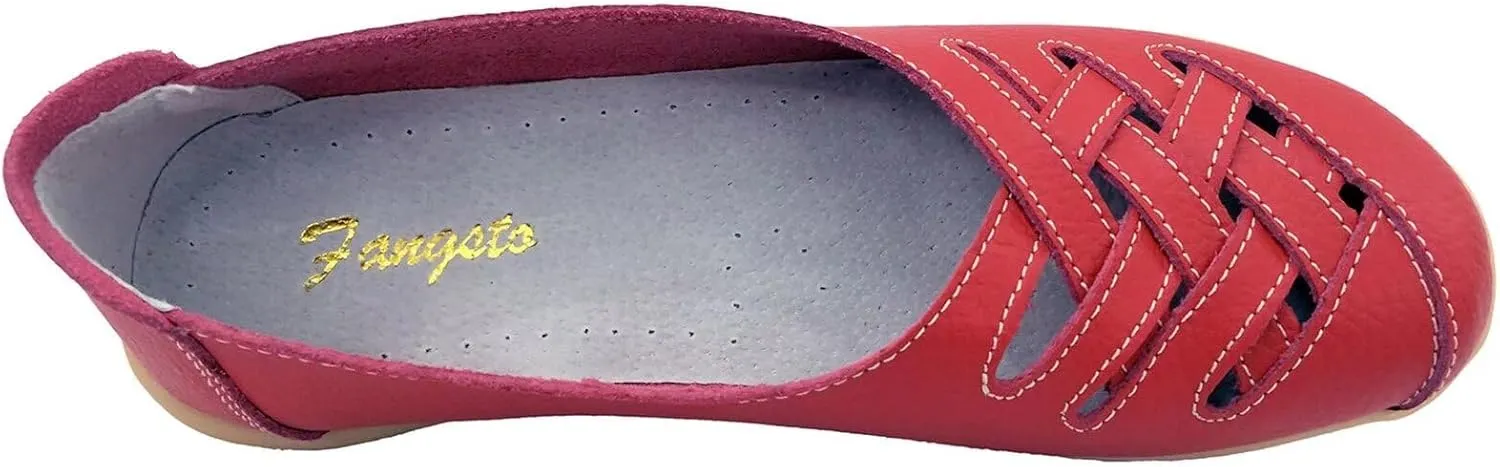 Women's Cowhide Leather Loafers Flats Sandals Slip-On