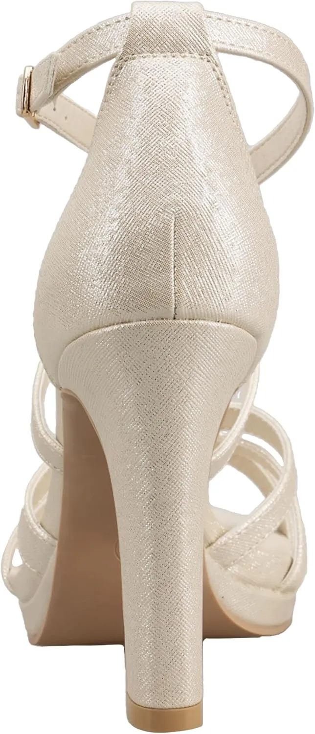 Women's Cross Strappy High Heels Sandal Ankle Strap Open Toe Comfortable Wedding Dress shoes