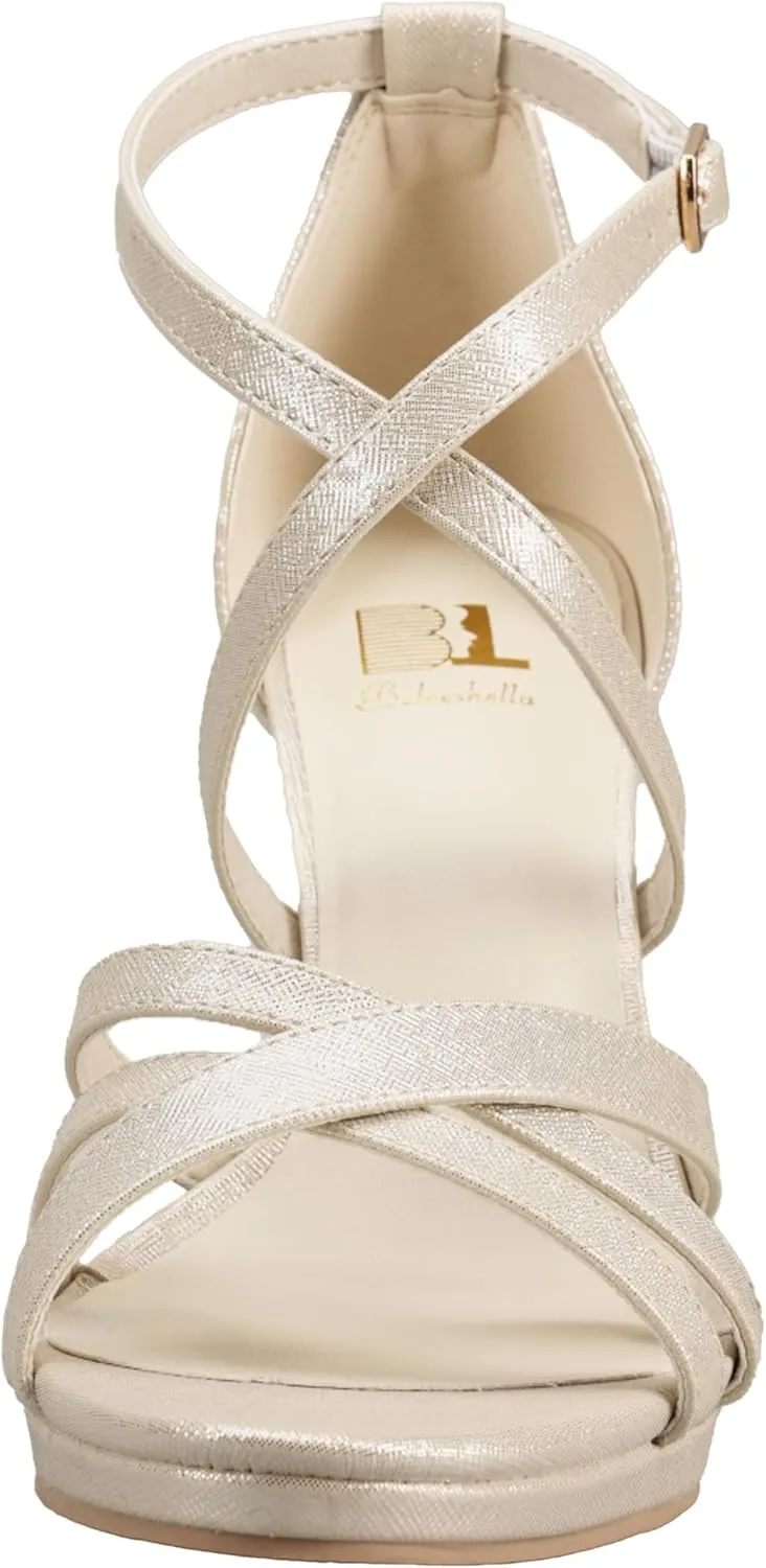 Women's Cross Strappy High Heels Sandal Ankle Strap Open Toe Comfortable Wedding Dress shoes