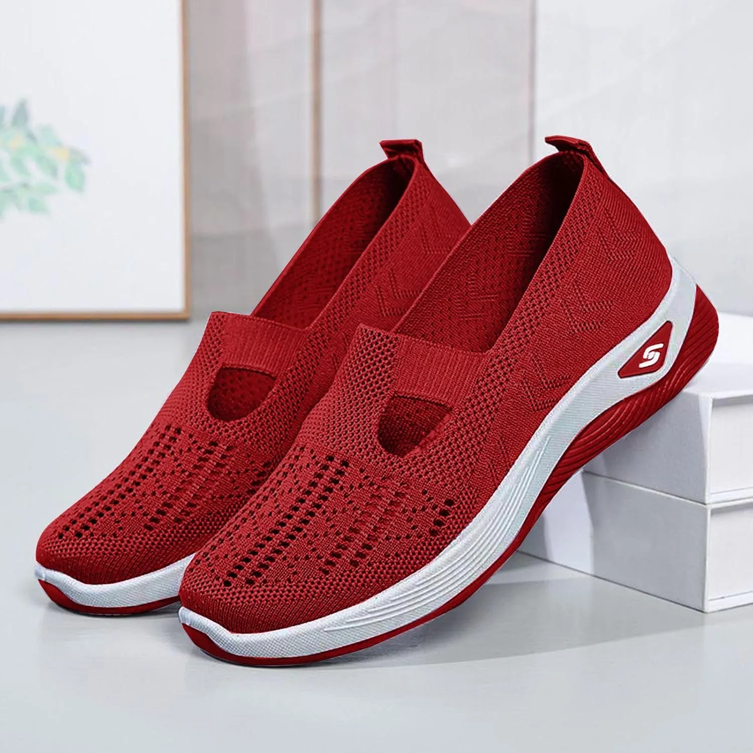 Womens Easy Wear Slip On Sneakers Athletic Walking Shoes Summer Casual Mesh-Comfortable Tennis Workout Sneakers 2025