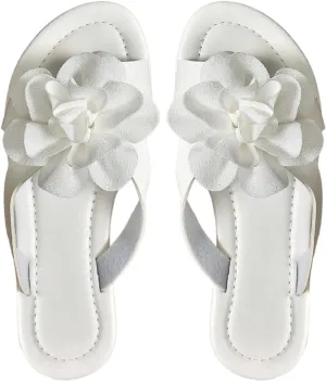 Women's Floral Appliques Dressy Sandals Cutout PU Leather Summer Casual Outdoor Slide Shoes