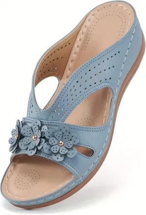 Women's Floral Slide Sandals - Comfortable Open Toe Summer Shoes for Casual Outdoor Wear
