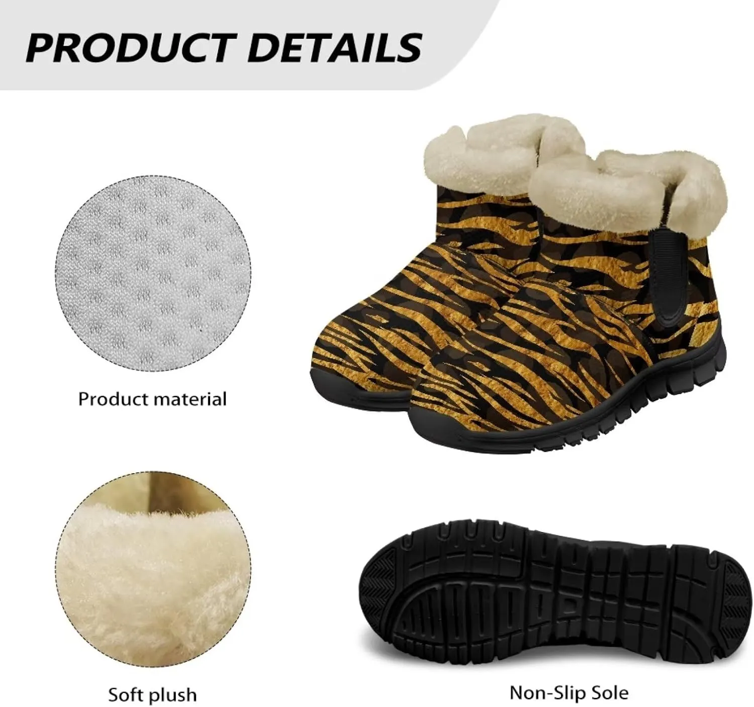Womens Fuzzy Boots Winter Comfy Plush Warm Fur Lined Lining Snow Boot Waterproof Comfortable Slip On Outdoor Walking Hiking Booties