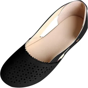 Womens Hollow Ballet Flats Casual Round Toe Low Heels Comfortable Vintage Leather Dress Shoes Walking Shoes Mary Janes