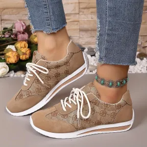 Women's Lace Up Low Top Sneakers,Comfortable and Breathable Walking Running Shoes