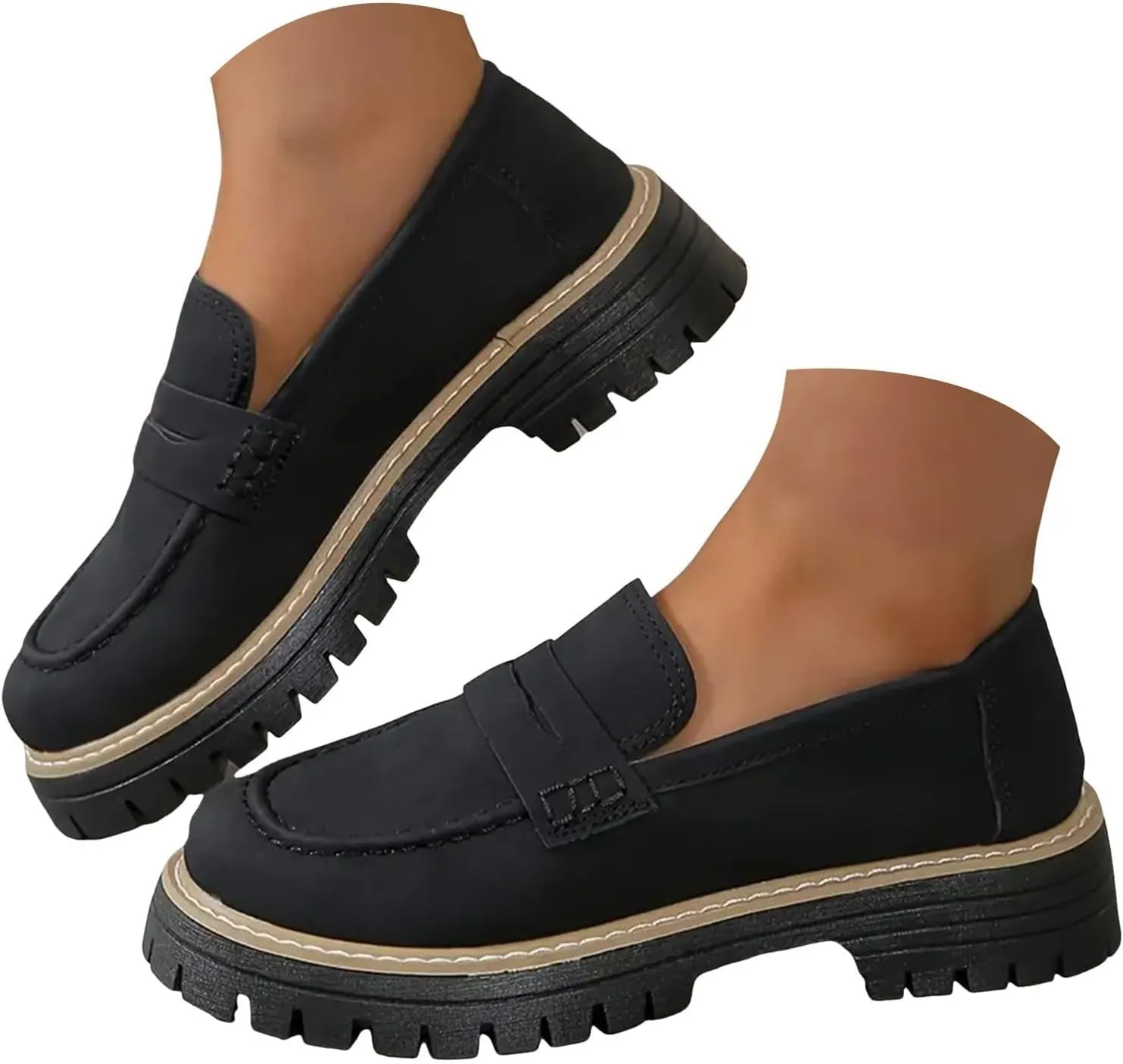 Womens Loafers Shoes Platform Chunky Penny Loafer Comfort Driving Moccasins Casual Slip-Ons Loafer Flats Fashion Business Work Shopping Travel Shoes