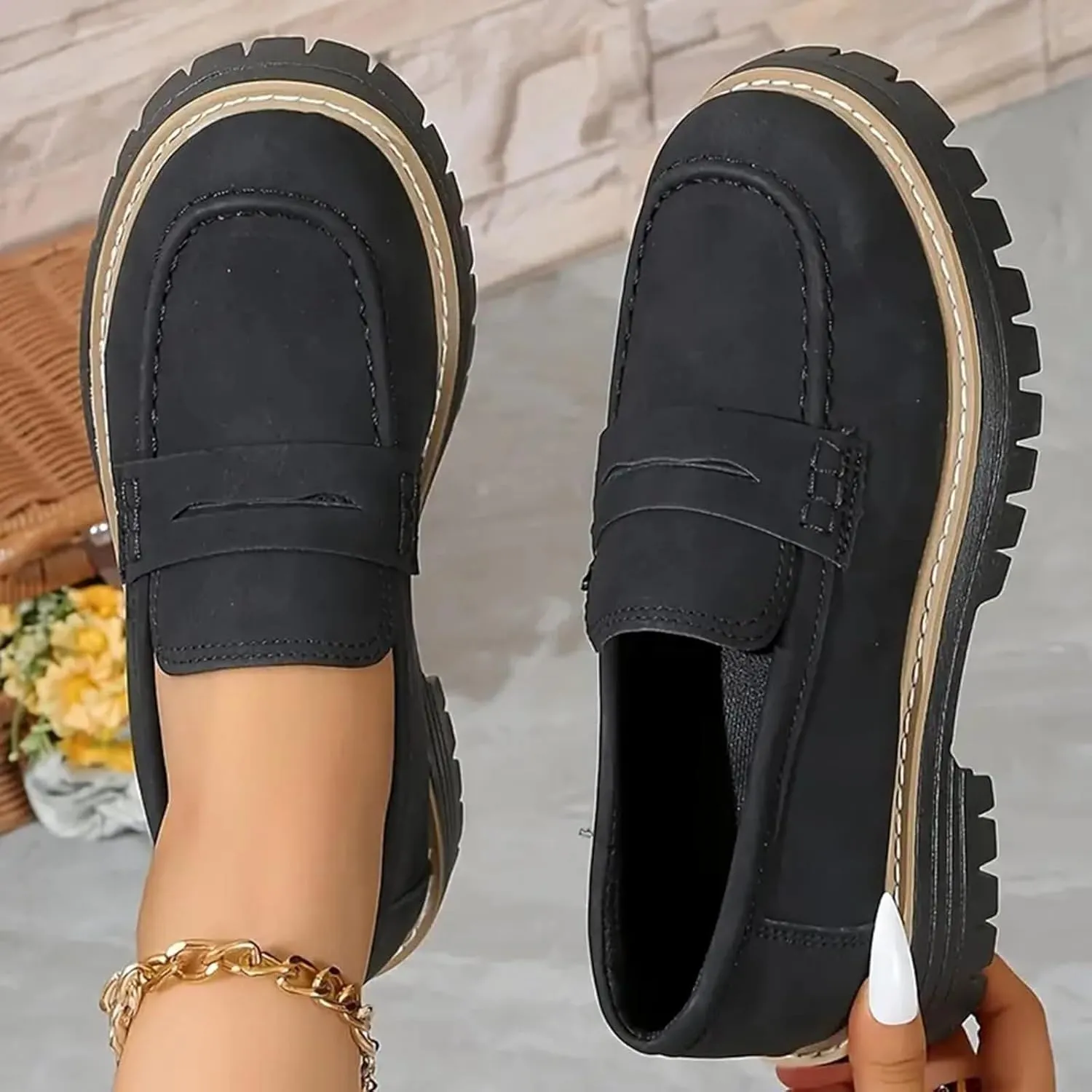 Womens Loafers Shoes Platform Chunky Penny Loafer Comfort Driving Moccasins Casual Slip-Ons Loafer Flats Fashion Business Work Shopping Travel Shoes