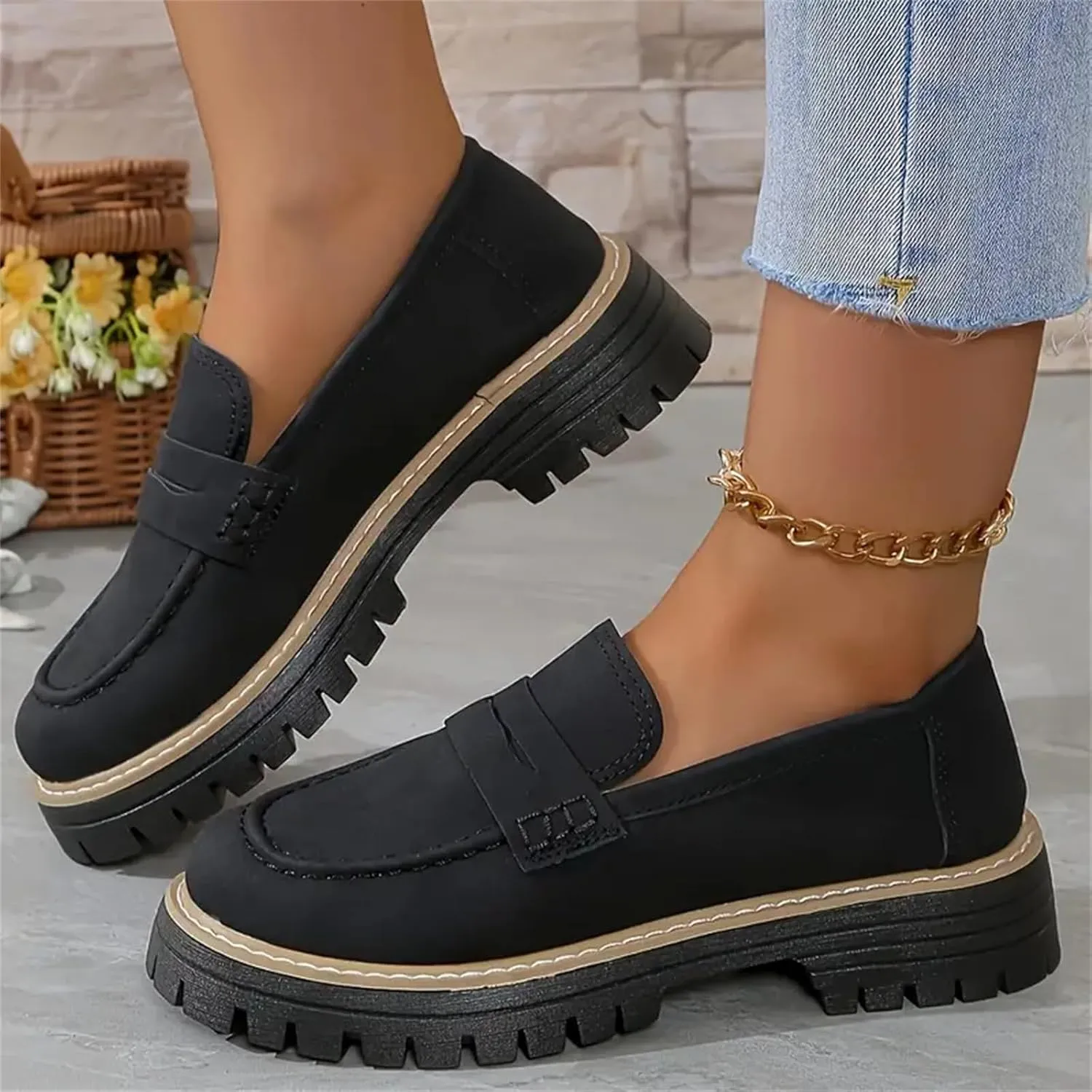 Womens Loafers Shoes Platform Chunky Penny Loafer Comfort Driving Moccasins Casual Slip-Ons Loafer Flats Fashion Business Work Shopping Travel Shoes