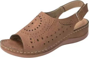 Womens Low Wedge Heel Peep Toe Wedding Party Dress Sandals Shoes Elastic Ankle Strap Orthopedic Comfortable Walking Platform Wedges Sandal Hollow Flat Trendy Work Going Out Slippers
