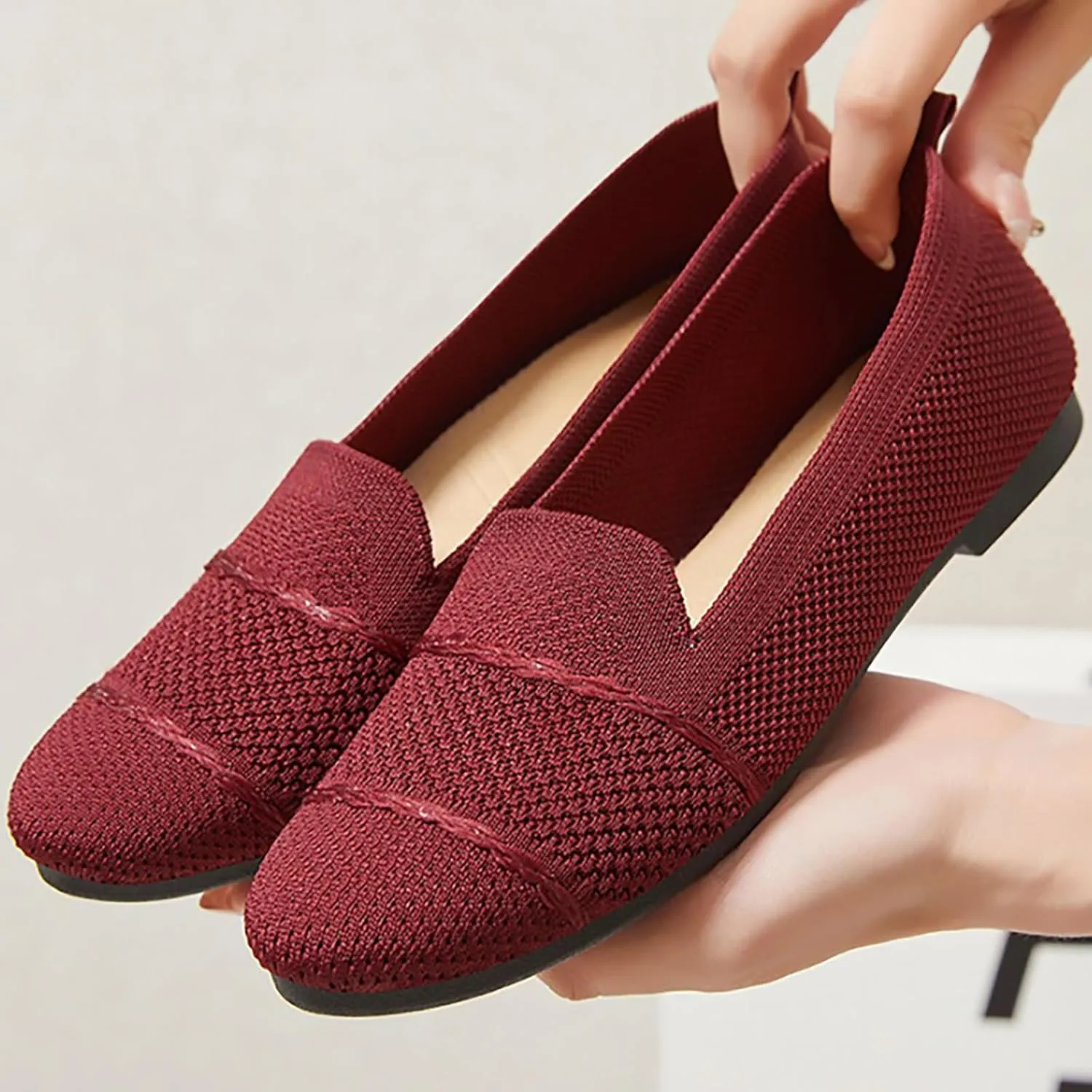 Womens Mesh Loafer Flat Walking Running Comfortable Round Toe Ballet Breathable Dress Washable Work Slip-on Shoes